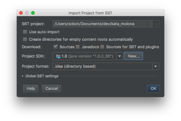 Importando proyecto SBT con SDK definido